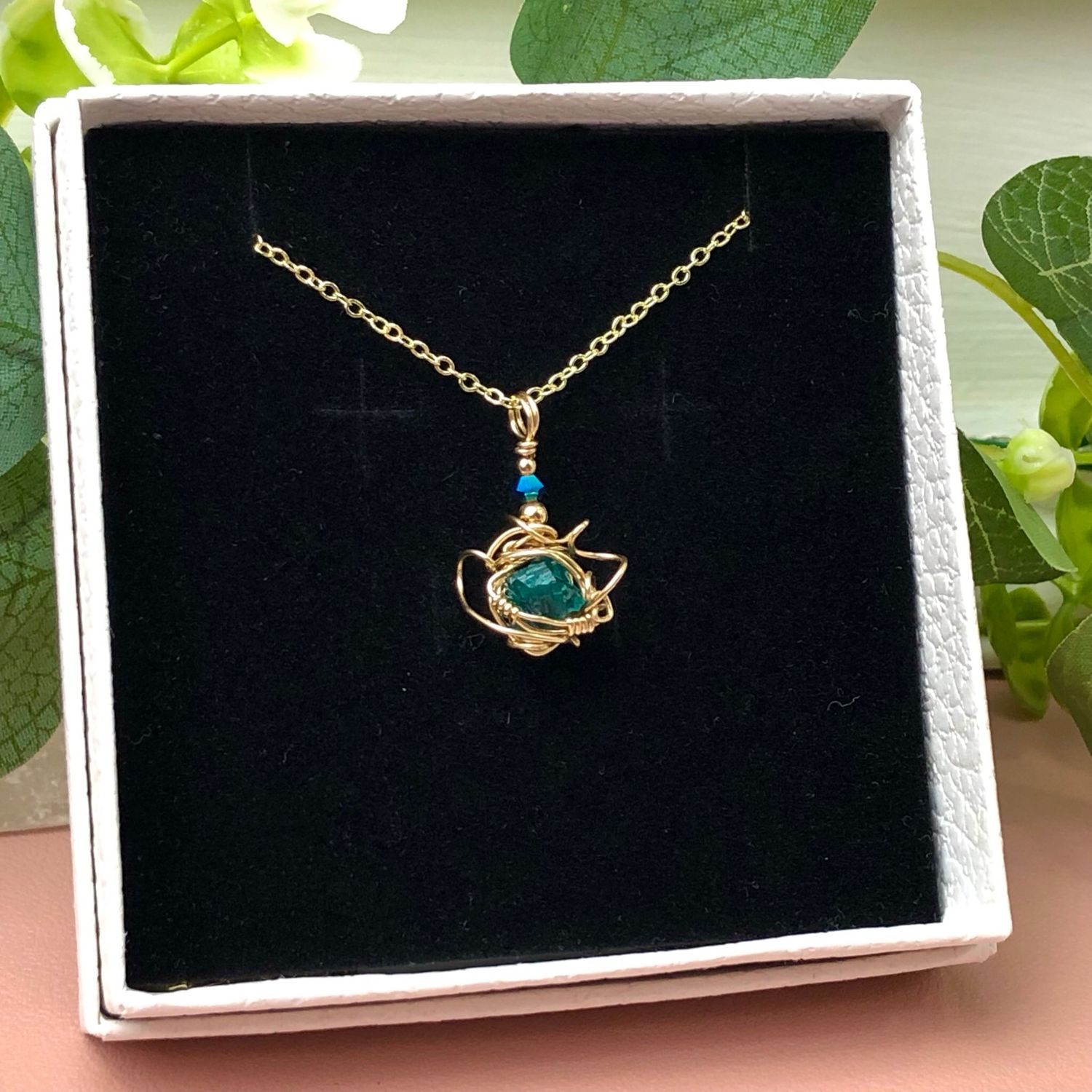 NATURAL DIOPTASE - Crystal Therapy Pendant - 14k Gold Filled
