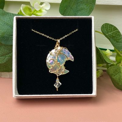 ANGEL AURA OPALITE - Crystal Therapy Pendant - 14k Gold Filled
