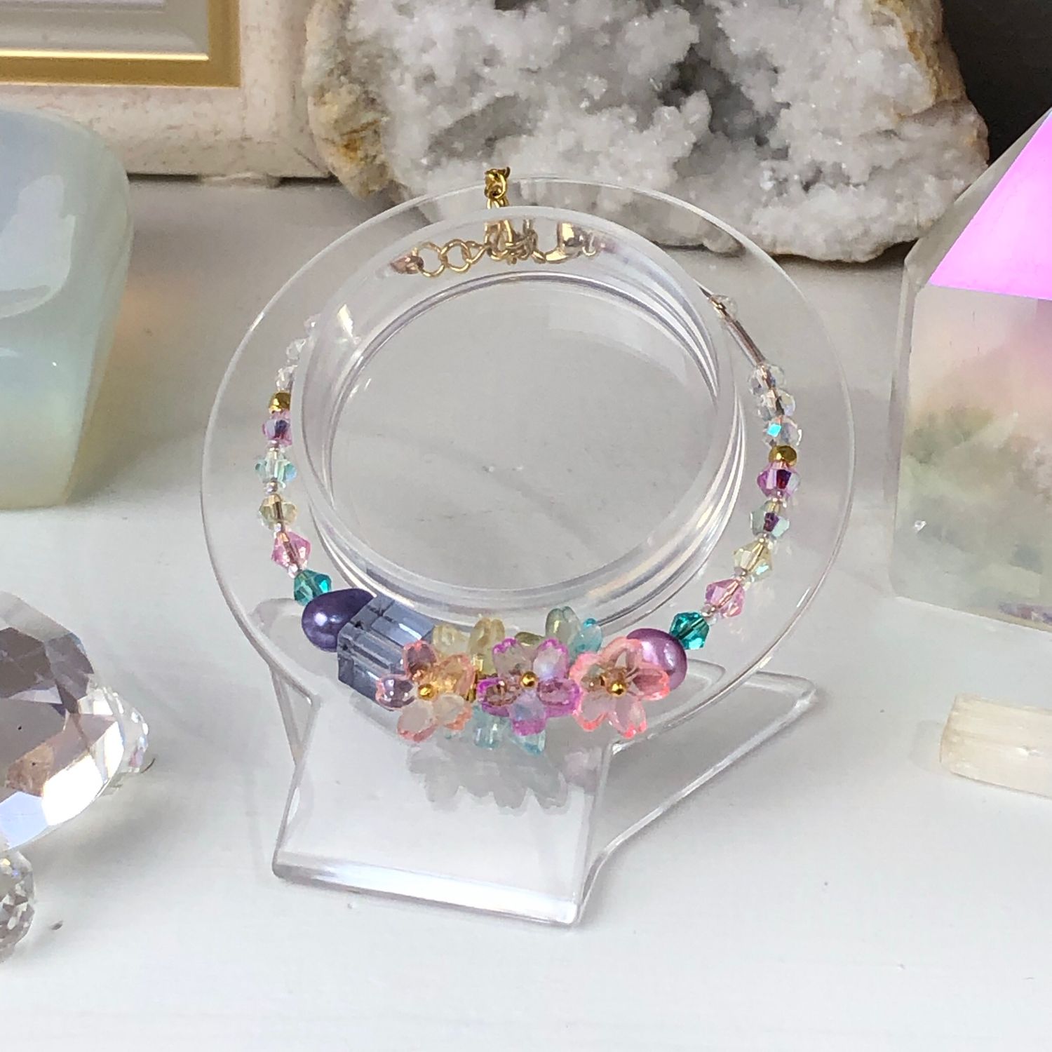 Floral Fantasy - Dainty Bangle - Gold Plated