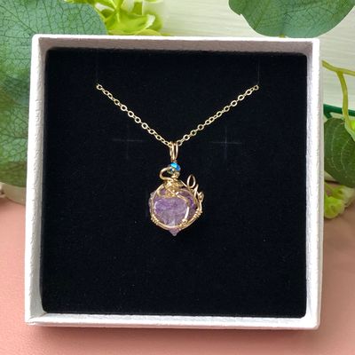 NATURAL AMETHYST FLORET - Crystal Therapy Pendant - 14k Gold Filled