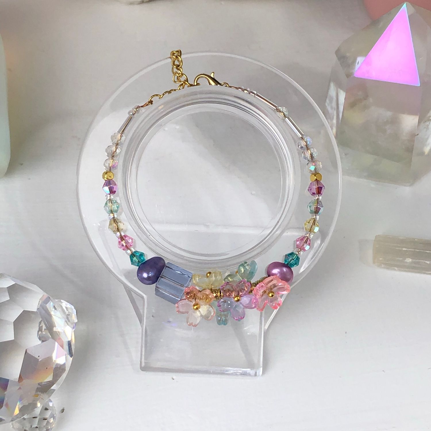 Floral Fantasy - Dainty Bangle - Gold Plated