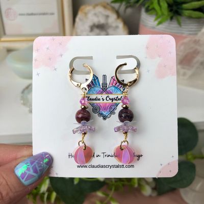 PURPLE CRAZY LACE AGATE - Gold Plated Earrings PURPLE CRAZY LACE AGATE - Gold Plated Earrings