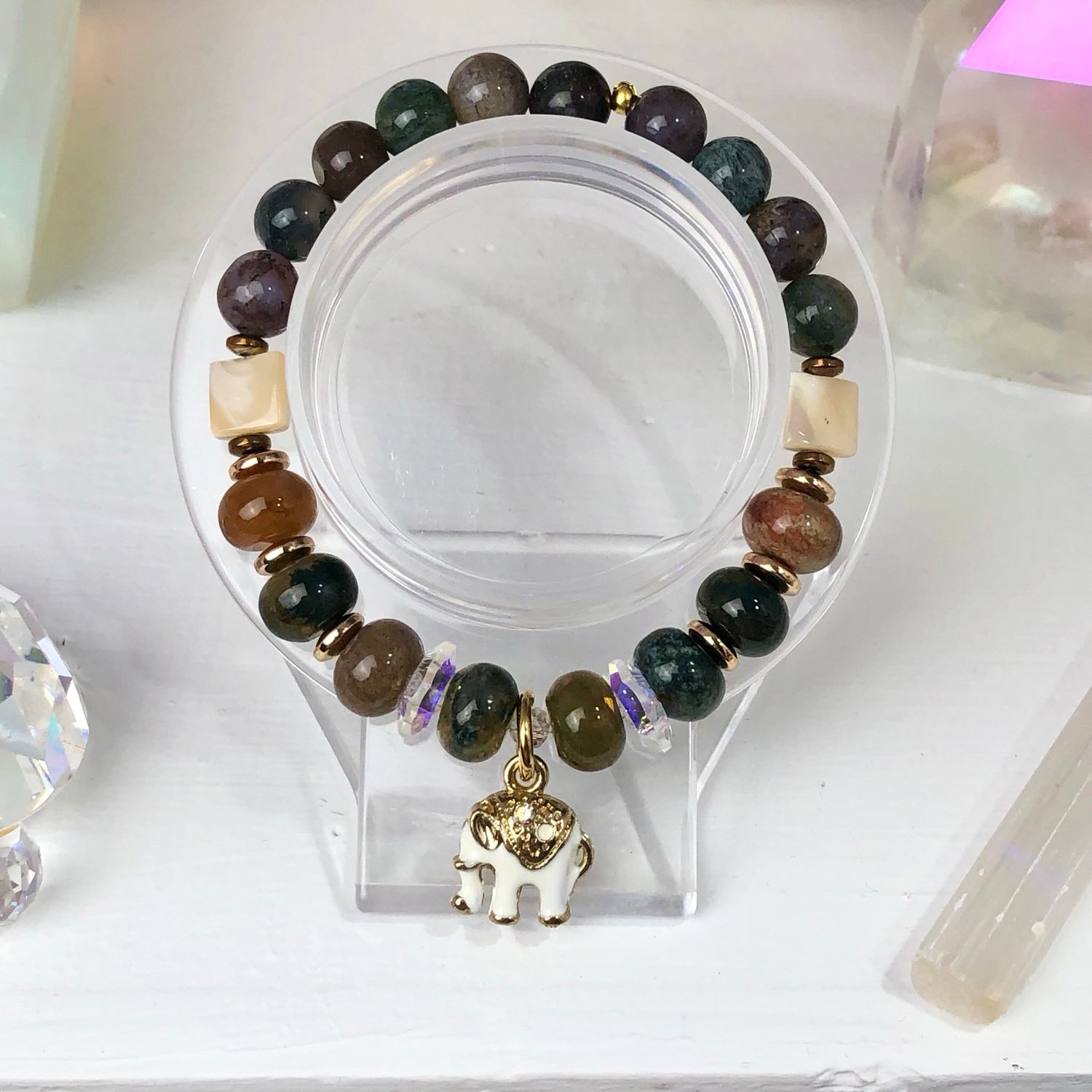 INDIAN AGATE - Crystal Therapy Bracelet - Stretch 7.5” INDIAN AGATE - Crystal Therapy Bracelet - Stretch 7.5”