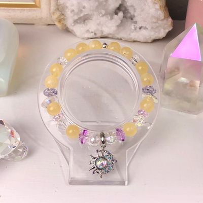 YELLOW CALCITE - Crystal Therapy Bracelet with Charm - Stretch 7.5” YELLOW CALCITE - Crystal Therapy Bracelet with Charm - Stretch 7.5”