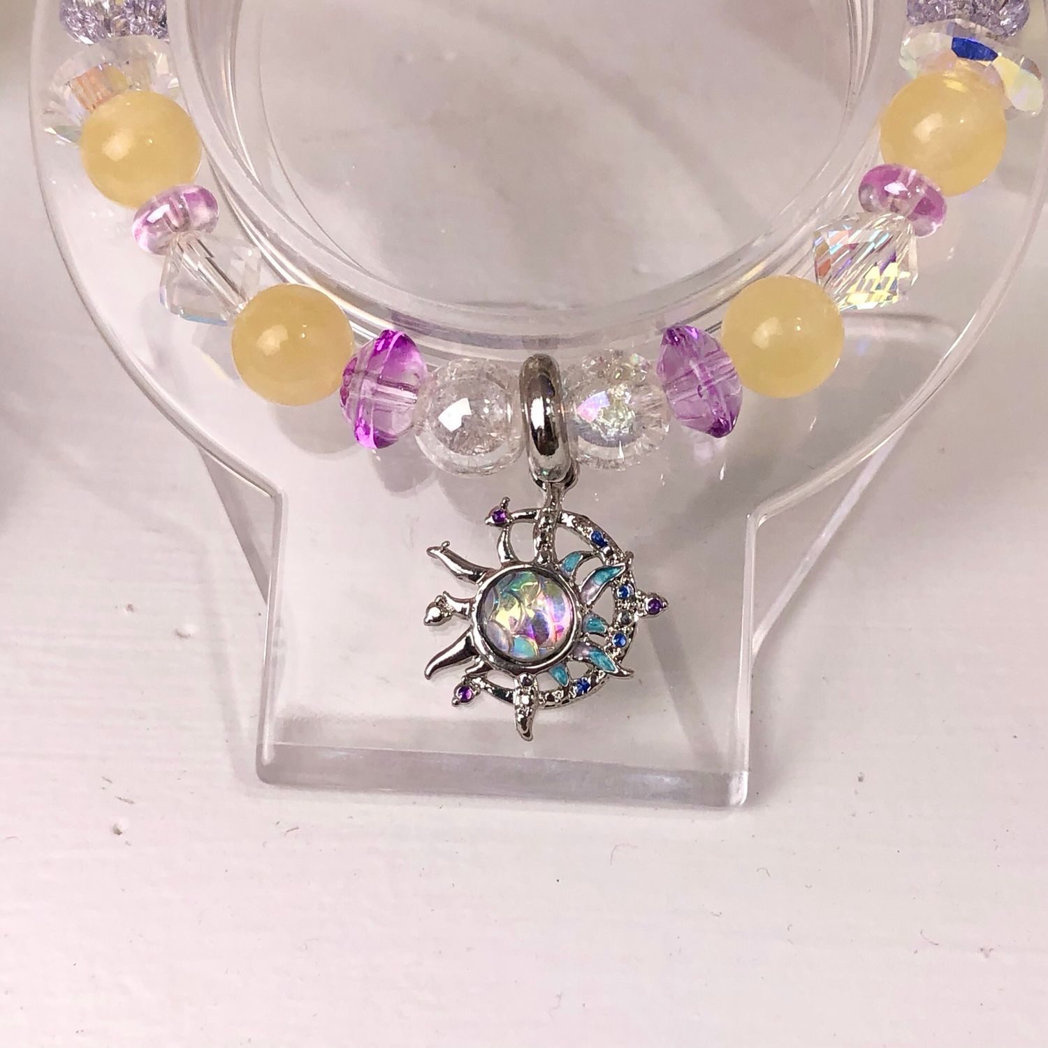 YELLOW CALCITE - Crystal Therapy Bracelet with Charm - Stretch 7.5”