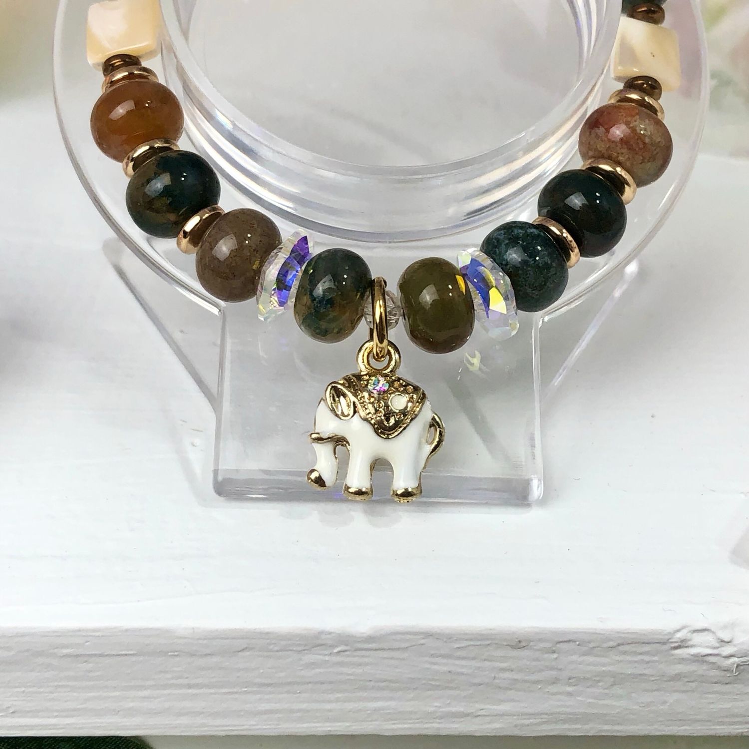 INDIAN AGATE - Crystal Therapy Bracelet - Stretch 7.5” INDIAN AGATE - Crystal Therapy Bracelet - Stretch 7.5”
