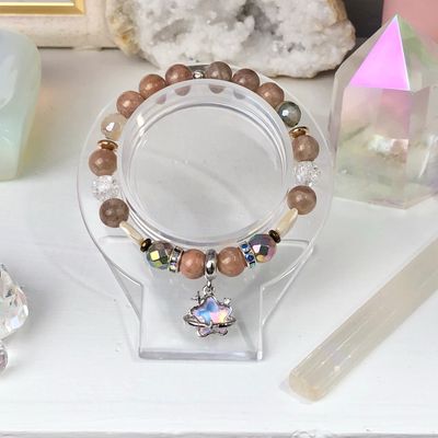 AURA PEACH MOONSTONE - Crystal Therapy Bracelet - Stretch 7.5” AURA PEACH MOONSTONE - Crystal Therapy Bracelet - Stretch 7.5”
