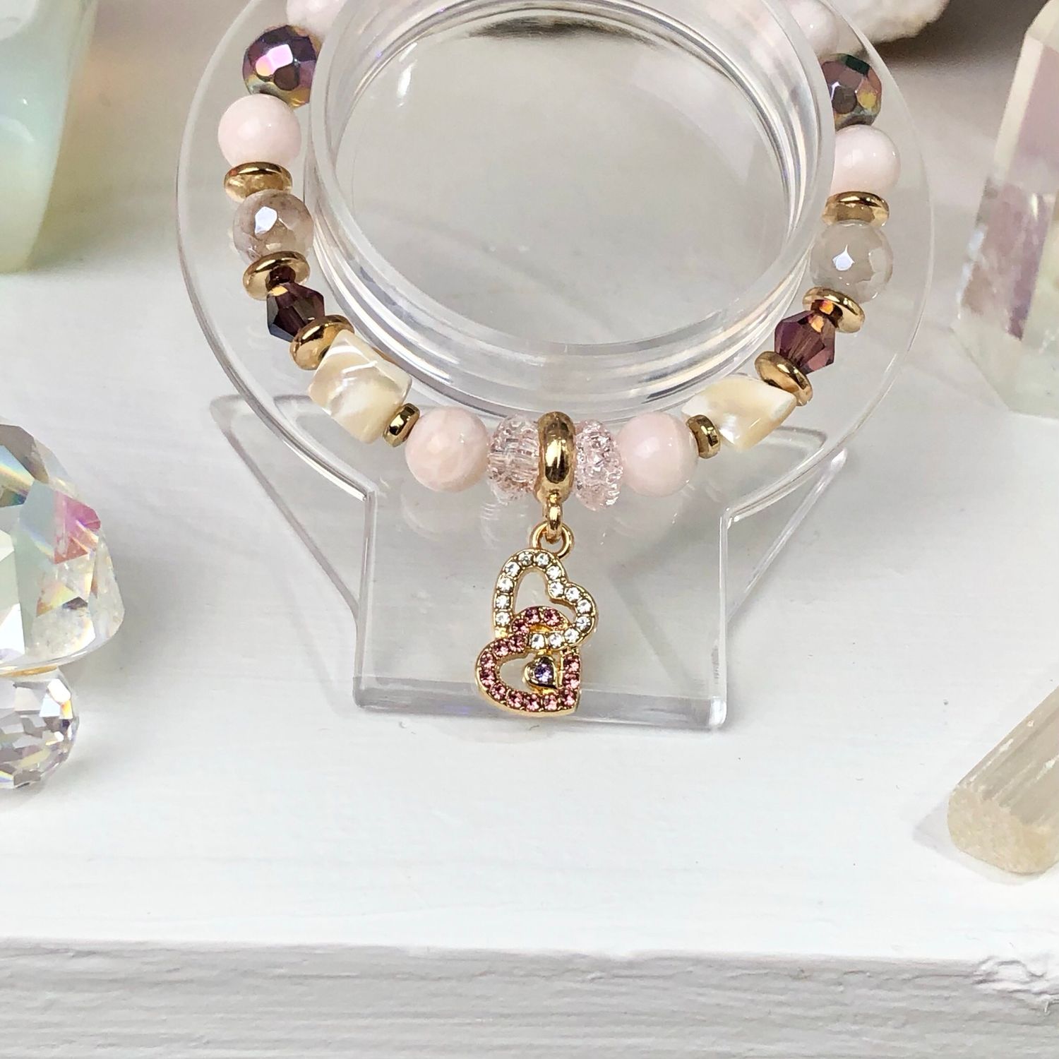 PINK MANGANO CALCITE - Crystal Therapy Bracelet - Stretch 7.5” PINK MANGANO CALCITE - Crystal Therapy Bracelet - Stretch 7.5”