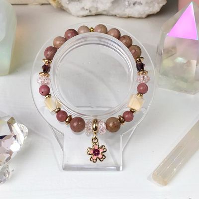 RHODONITE - Crystal Therapy Bracelet - Stretch 7.5”