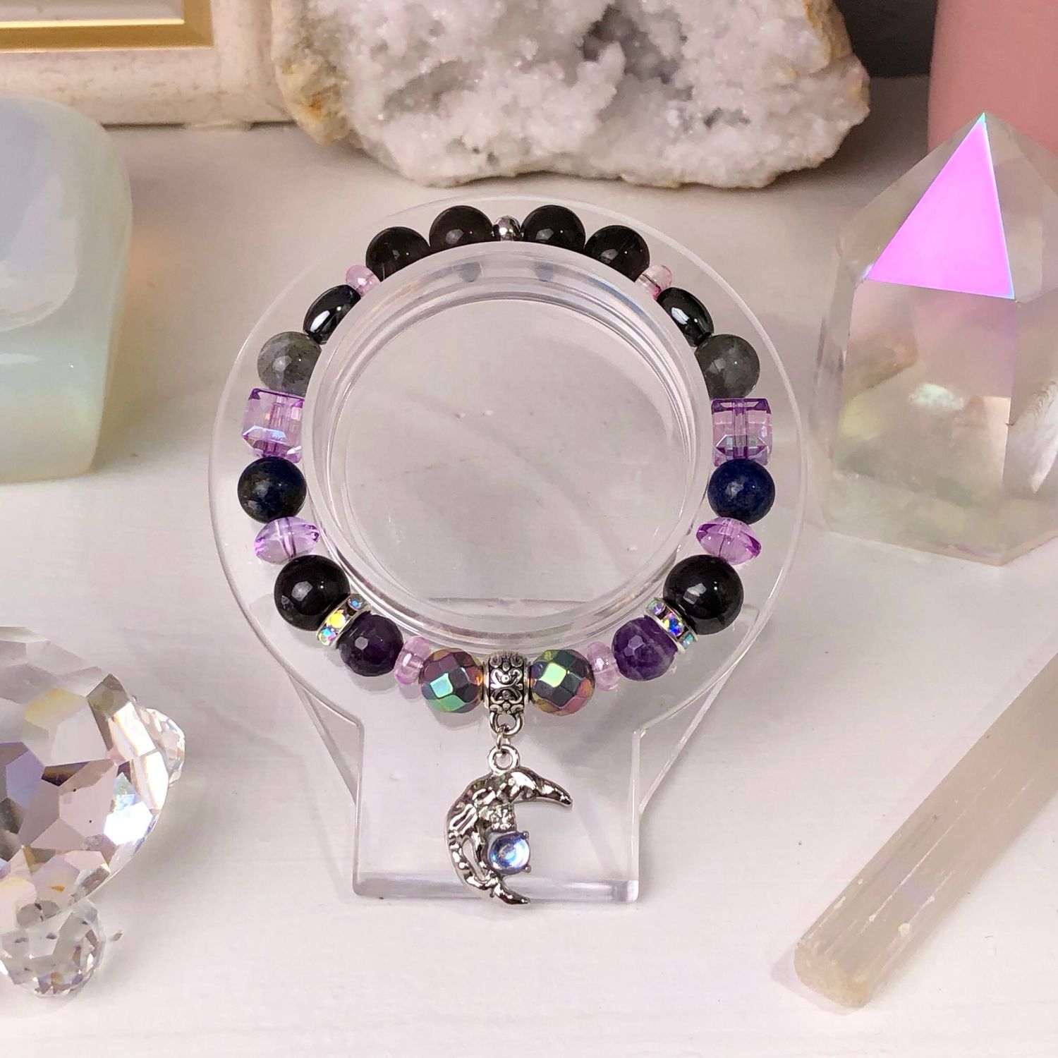 EMPATH PROTECTION - Crystal Therapy Bracelet - Stretch 7.5”