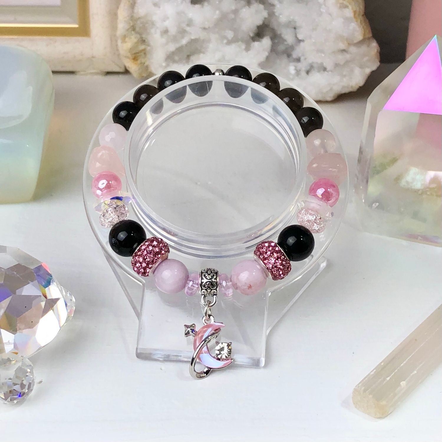 LOVE &amp; PROTECTION - Crystal Therapy Bracelet - Stretch 7.5”