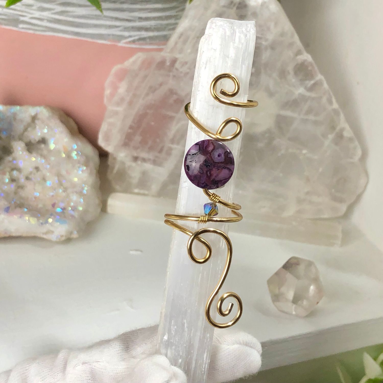 PURPLE CRAZY LACE AGATE - Adjustable Ring