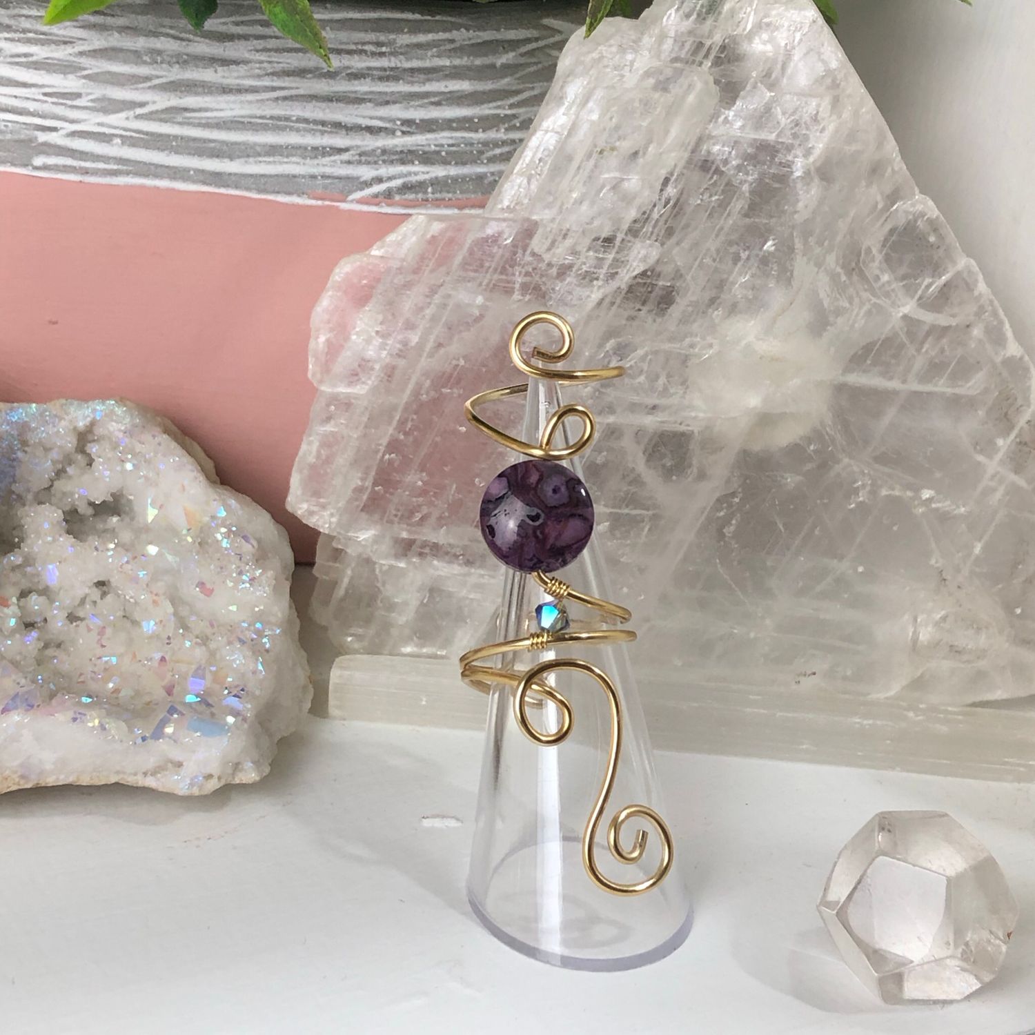 PURPLE CRAZY LACE AGATE - Adjustable Ring