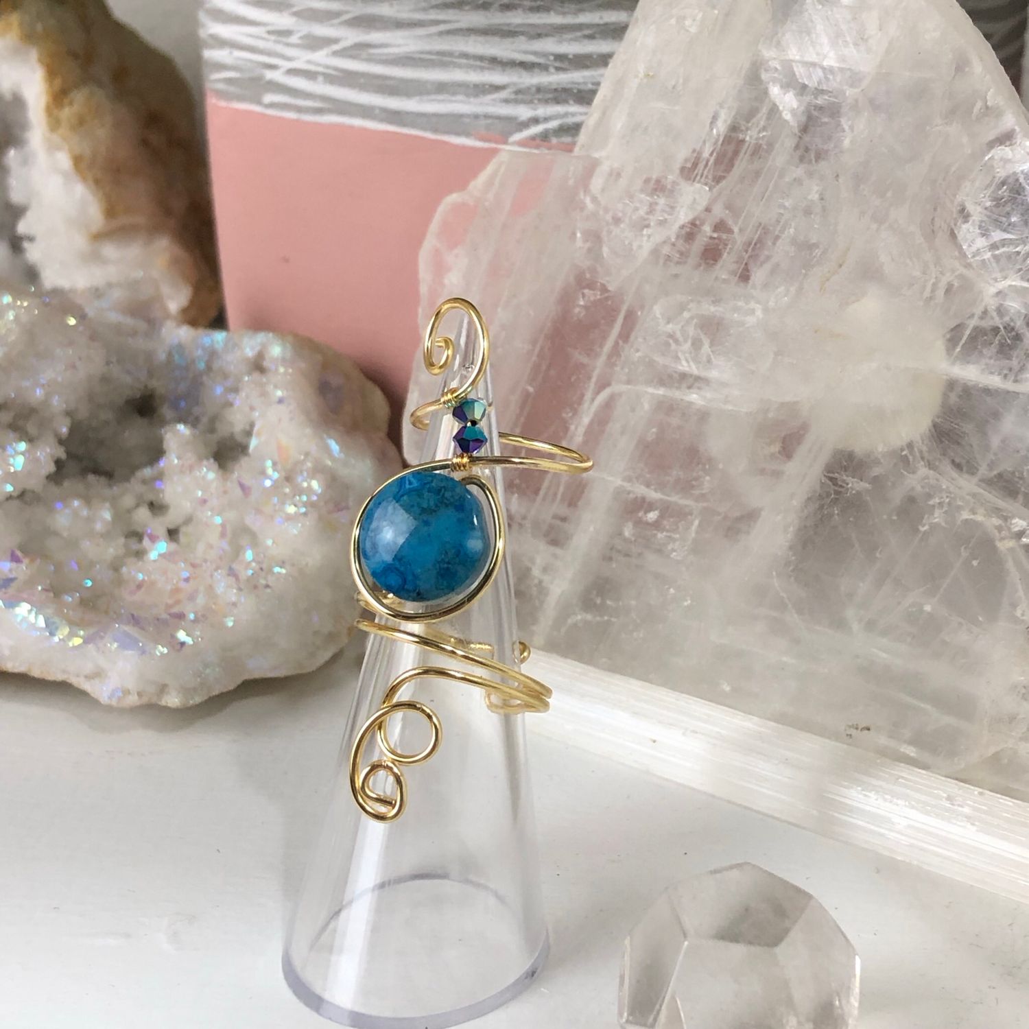 BLUE CRAZY LACE AGATE - Adjustable Ring