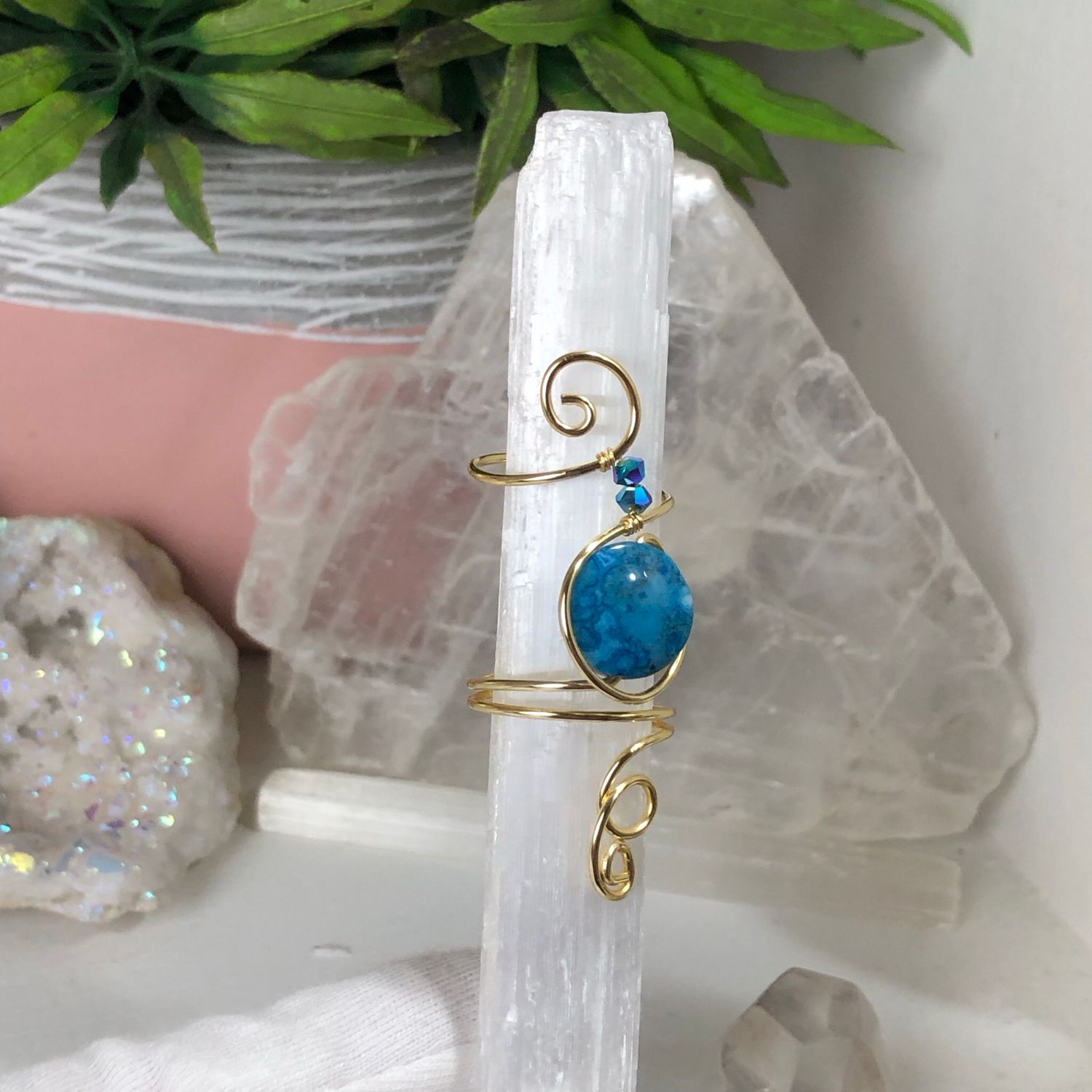 BLUE CRAZY LACE AGATE - Adjustable Ring