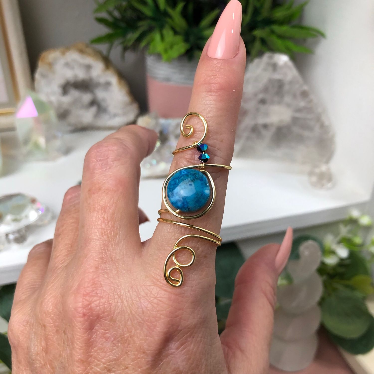 BLUE CRAZY LACE AGATE - Adjustable Ring