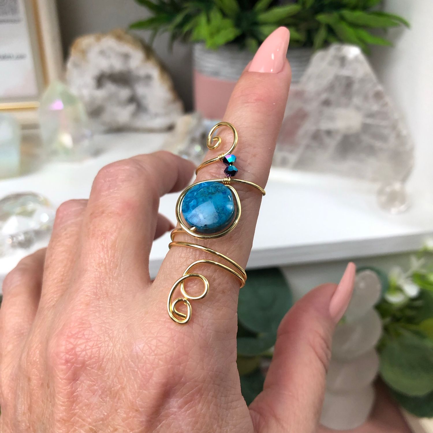 BLUE CRAZY LACE AGATE - Adjustable Ring