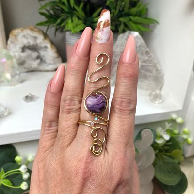PURPLE CRAZY LACE AGATE - Adjustable Ring