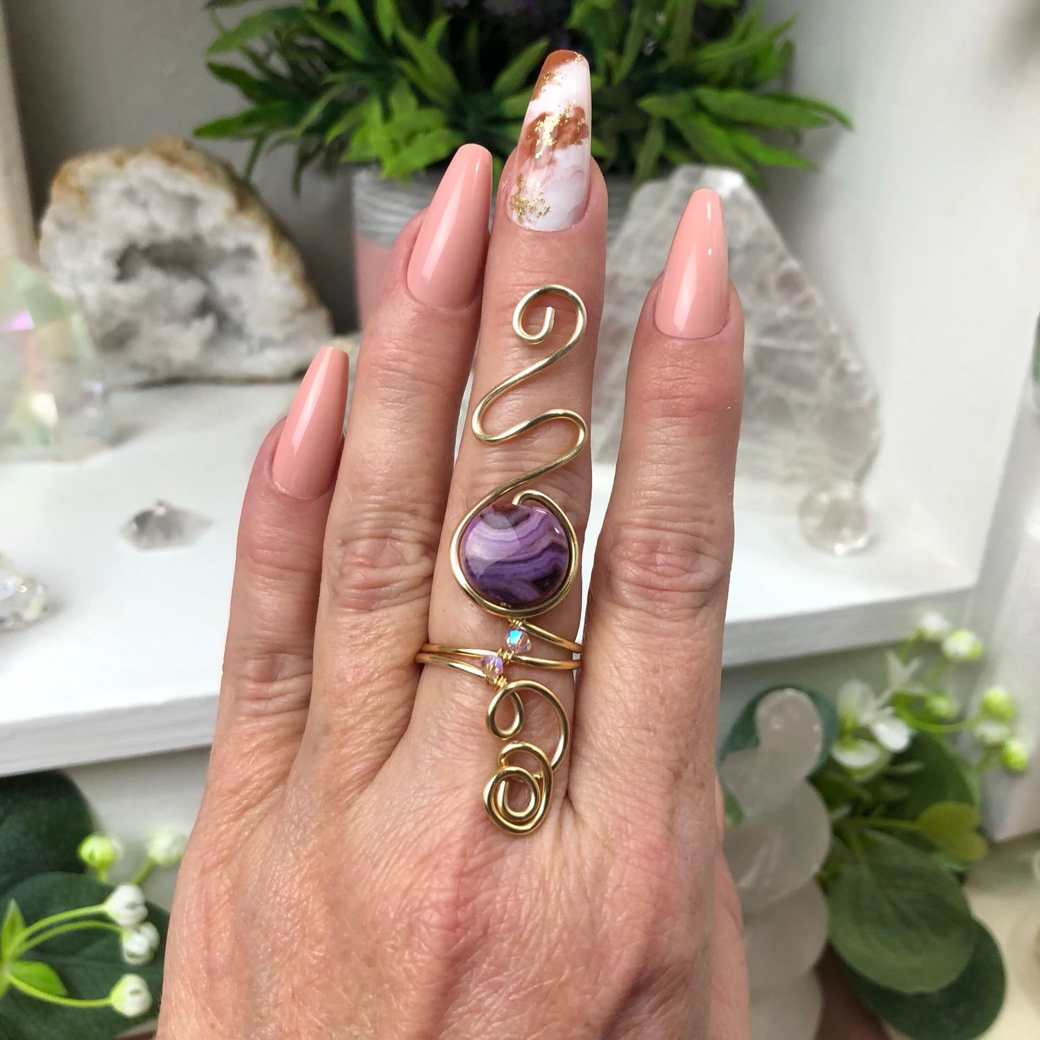 PURPLE CRAZY LACE AGATE - Adjustable Ring