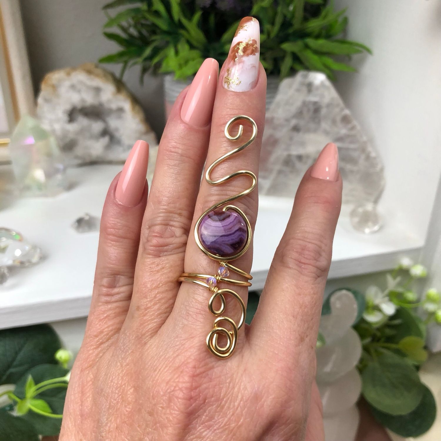 PURPLE CRAZY LACE AGATE - Adjustable Ring