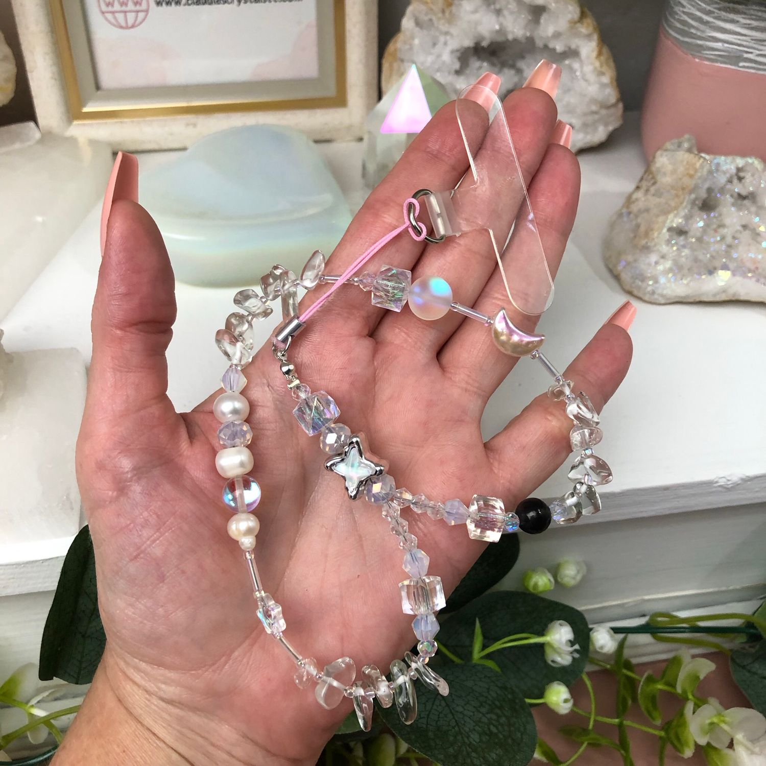 GEMSTONE PHONE BRACELET - Clear Quartz