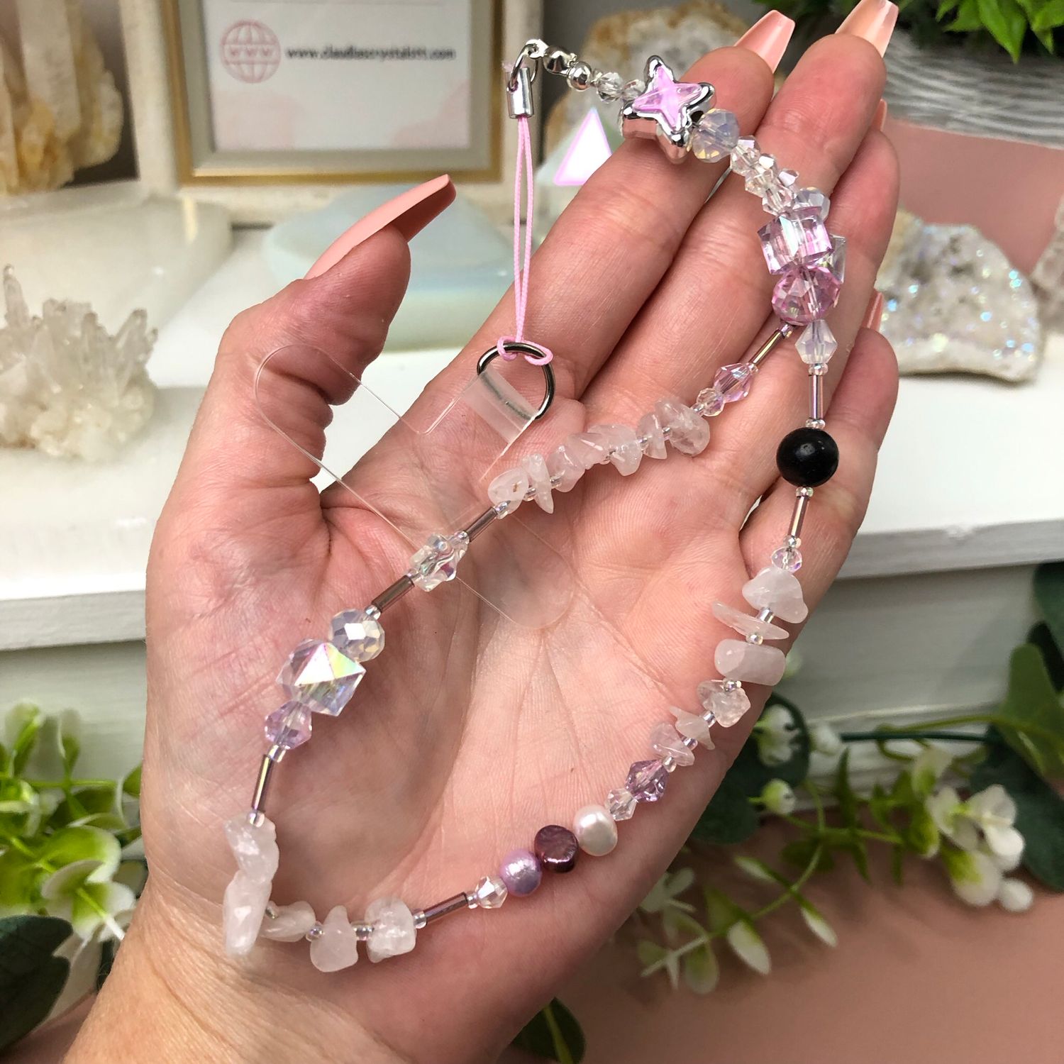 GEMSTONE PHONE BRACELET - Rose Quartz
