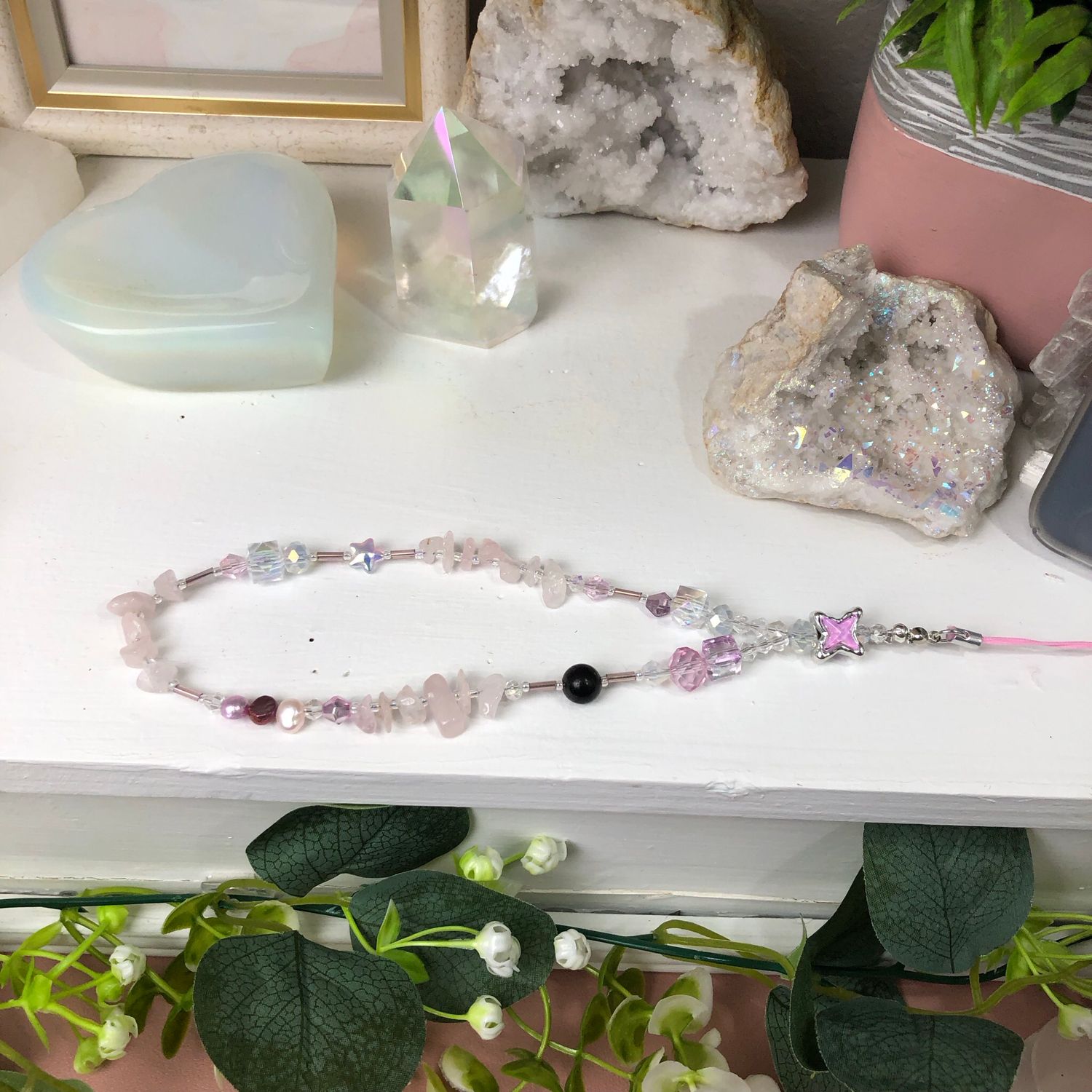 GEMSTONE PHONE BRACELET - Rose Quartz