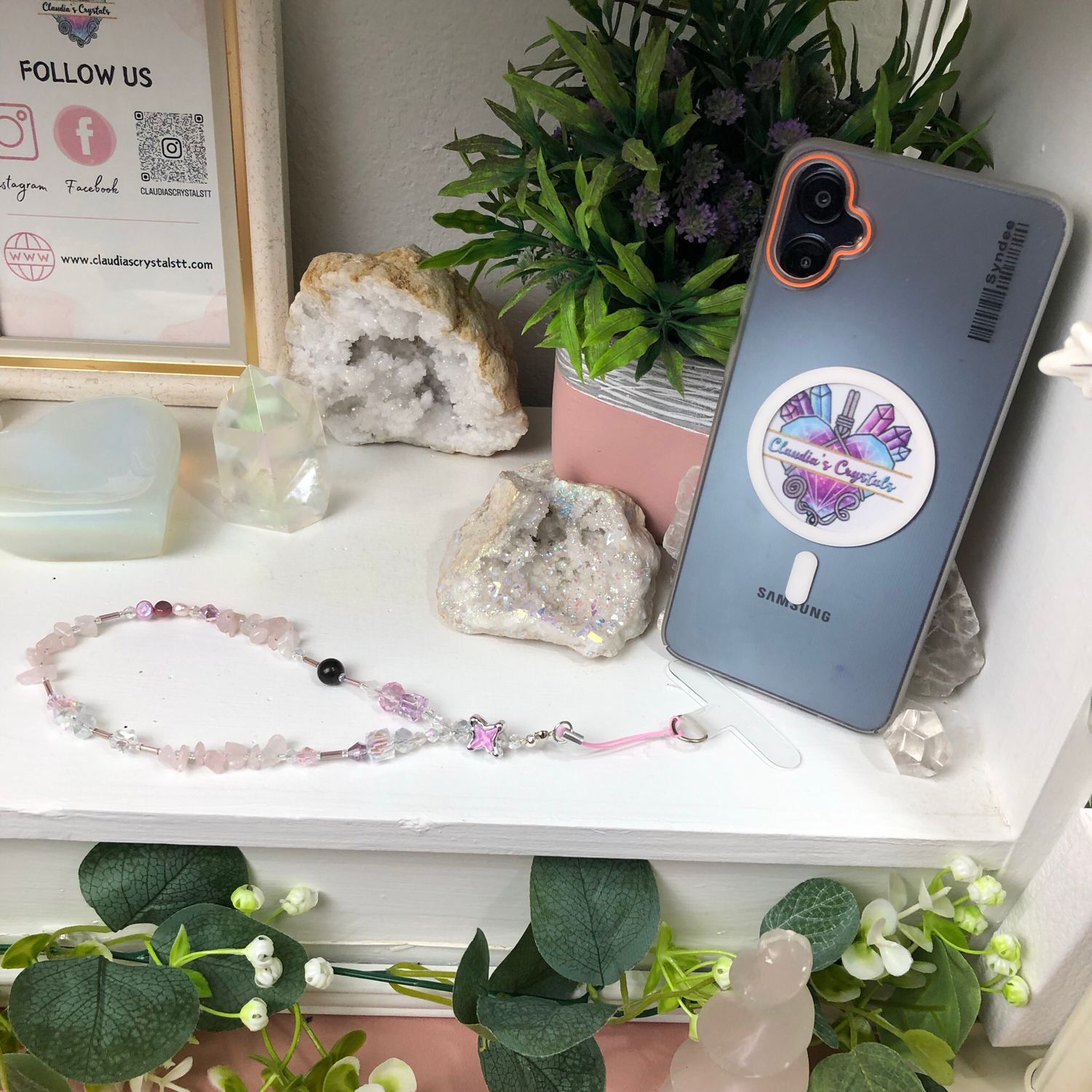 GEMSTONE PHONE BRACELET - Rose Quartz