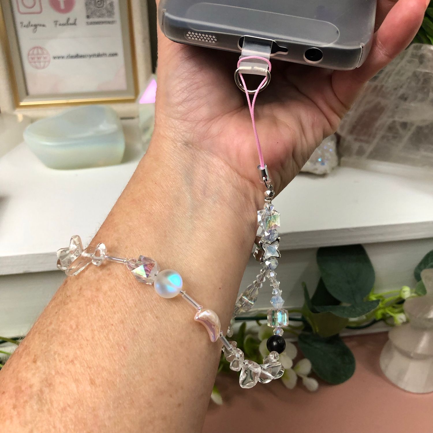 GEMSTONE PHONE BRACELET - Clear Quartz