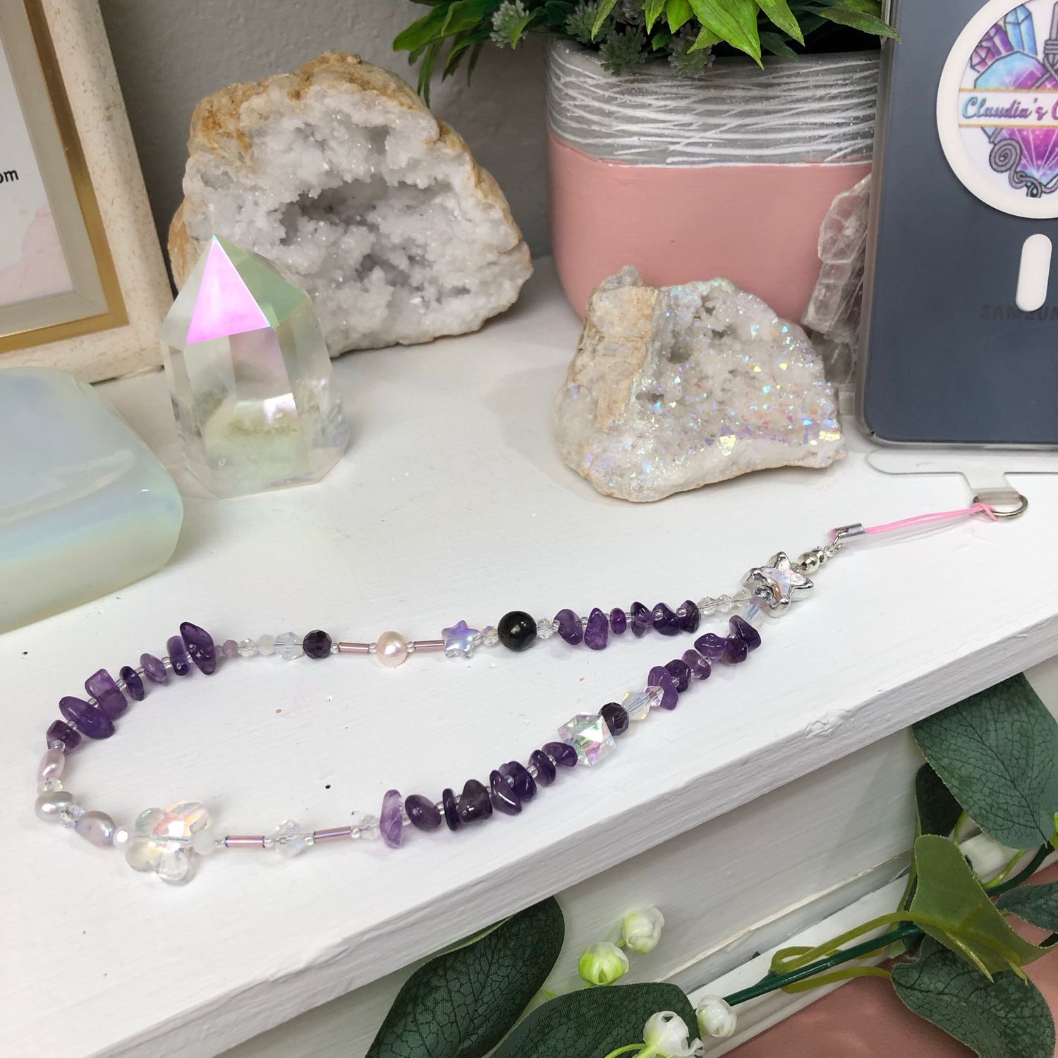 GEMSTONE PHONE BRACELET - Amethyst