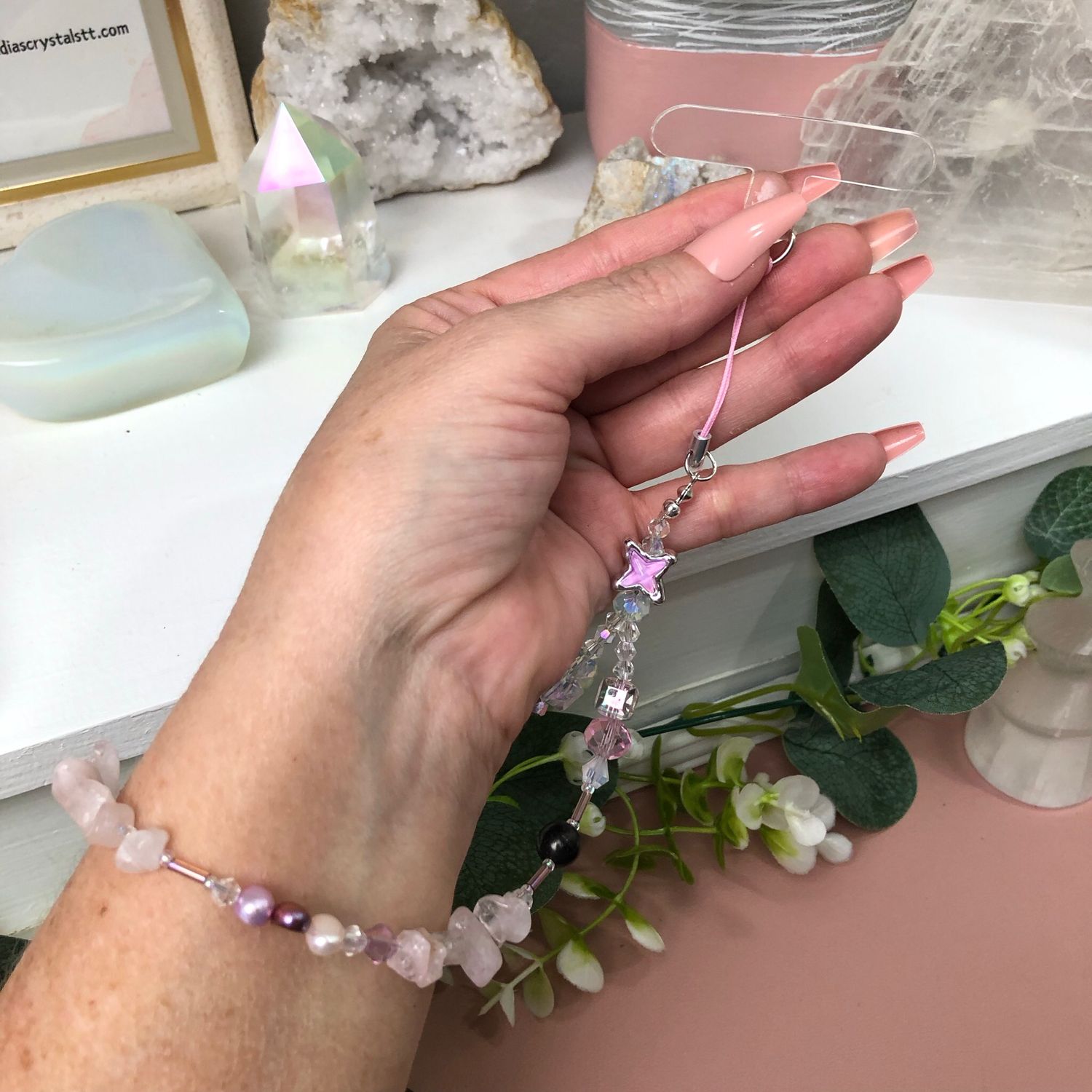 GEMSTONE PHONE BRACELET - Rose Quartz