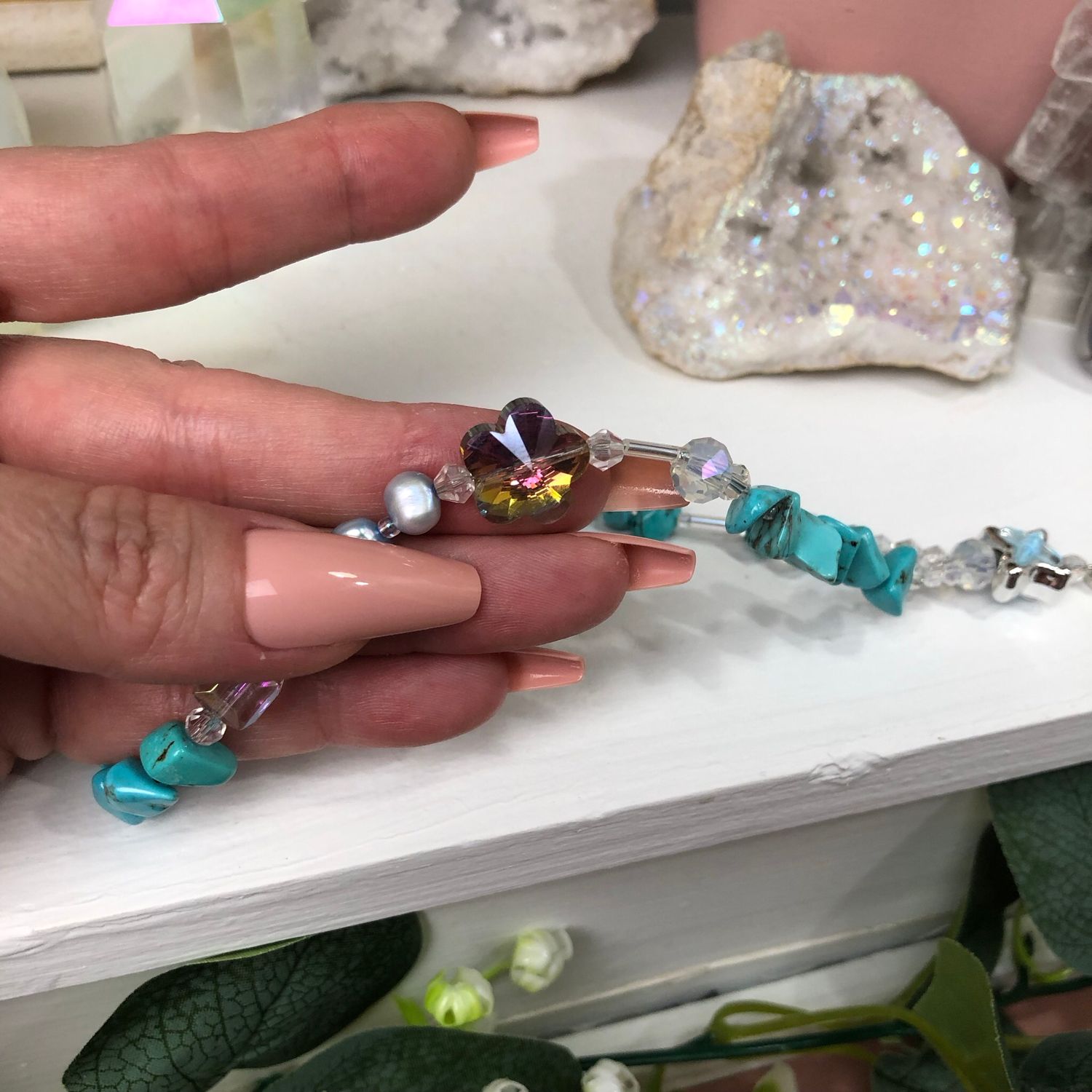 GEMSTONE PHONE BRACELET - Chinese Turquoise