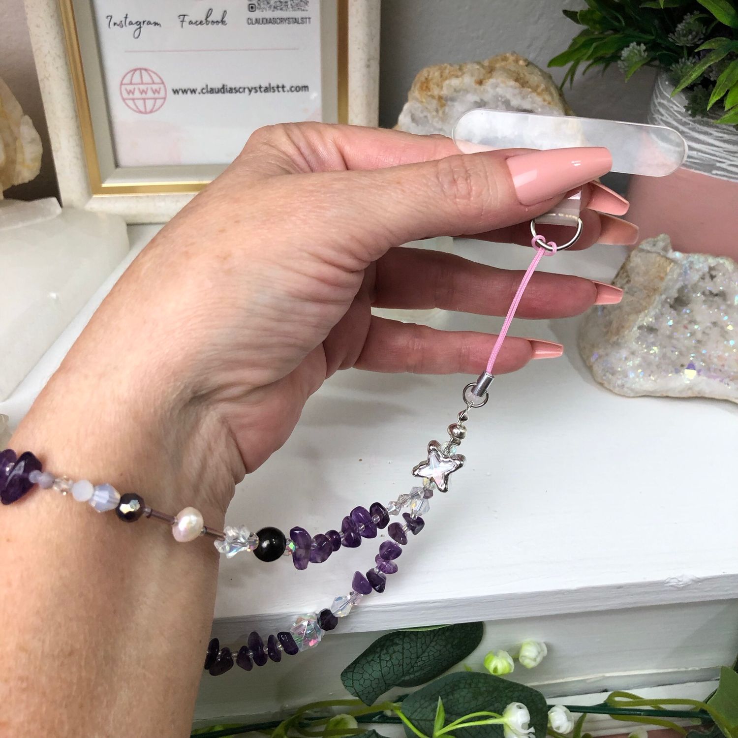 GEMSTONE PHONE BRACELET - Amethyst