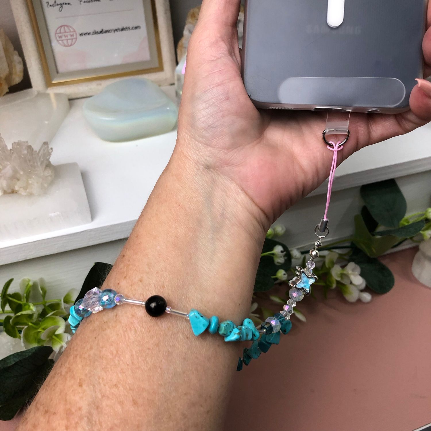 GEMSTONE PHONE BRACELET - Chinese Turquoise