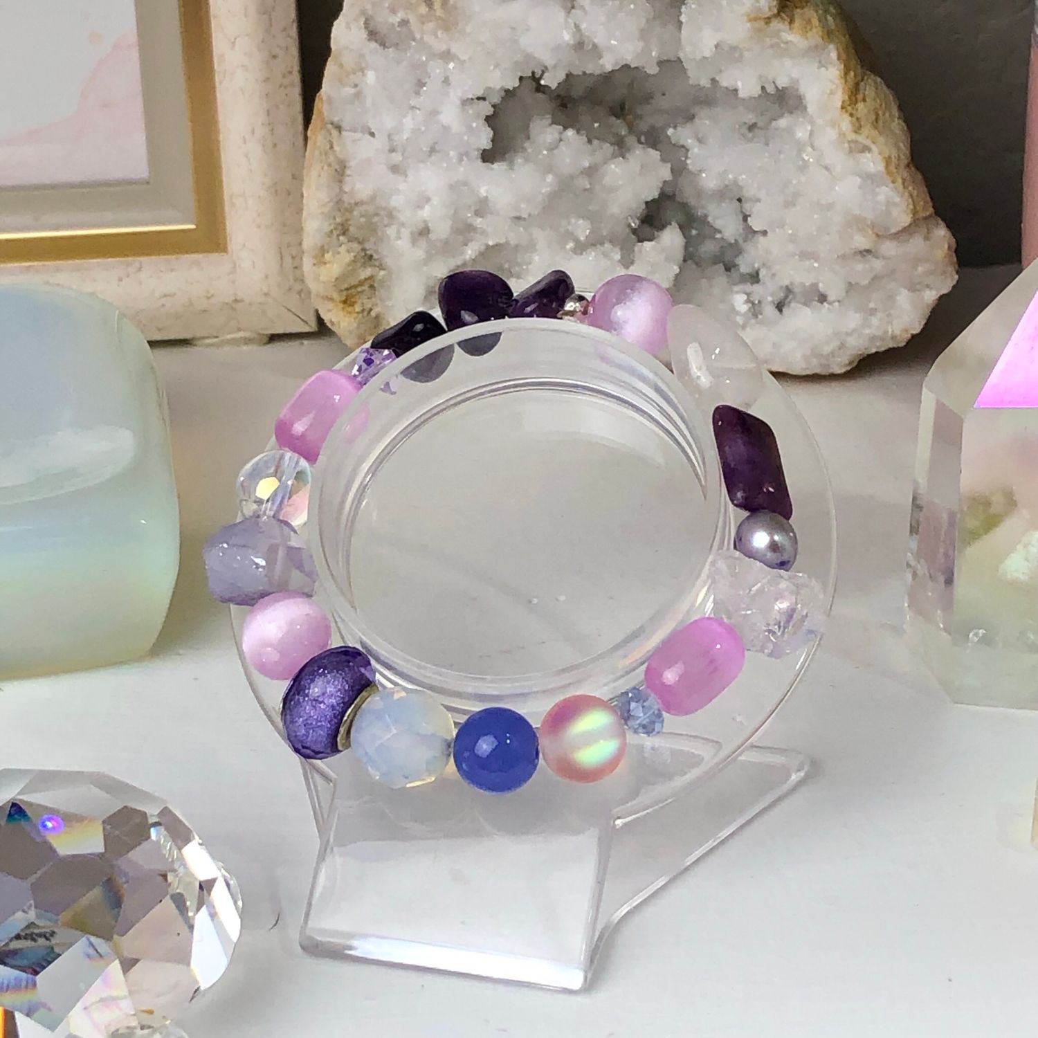 CROWN CHAKRA ACTIVATOR – Crystal Therapy Bracelet – Stretch Style – 7.5”