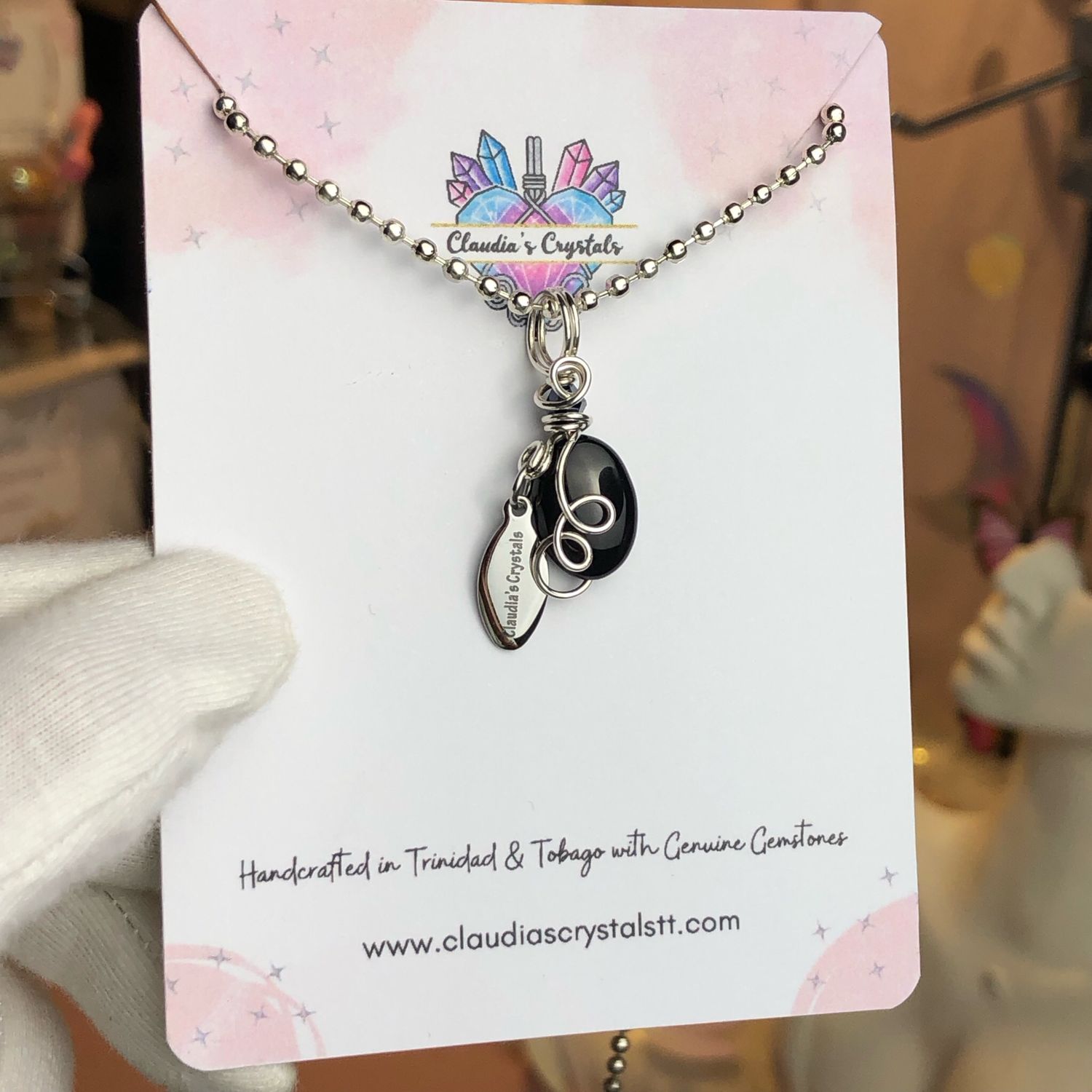 BLACK ONYX - Sterling Silver - Gemstone Crystal Therapy Pendant