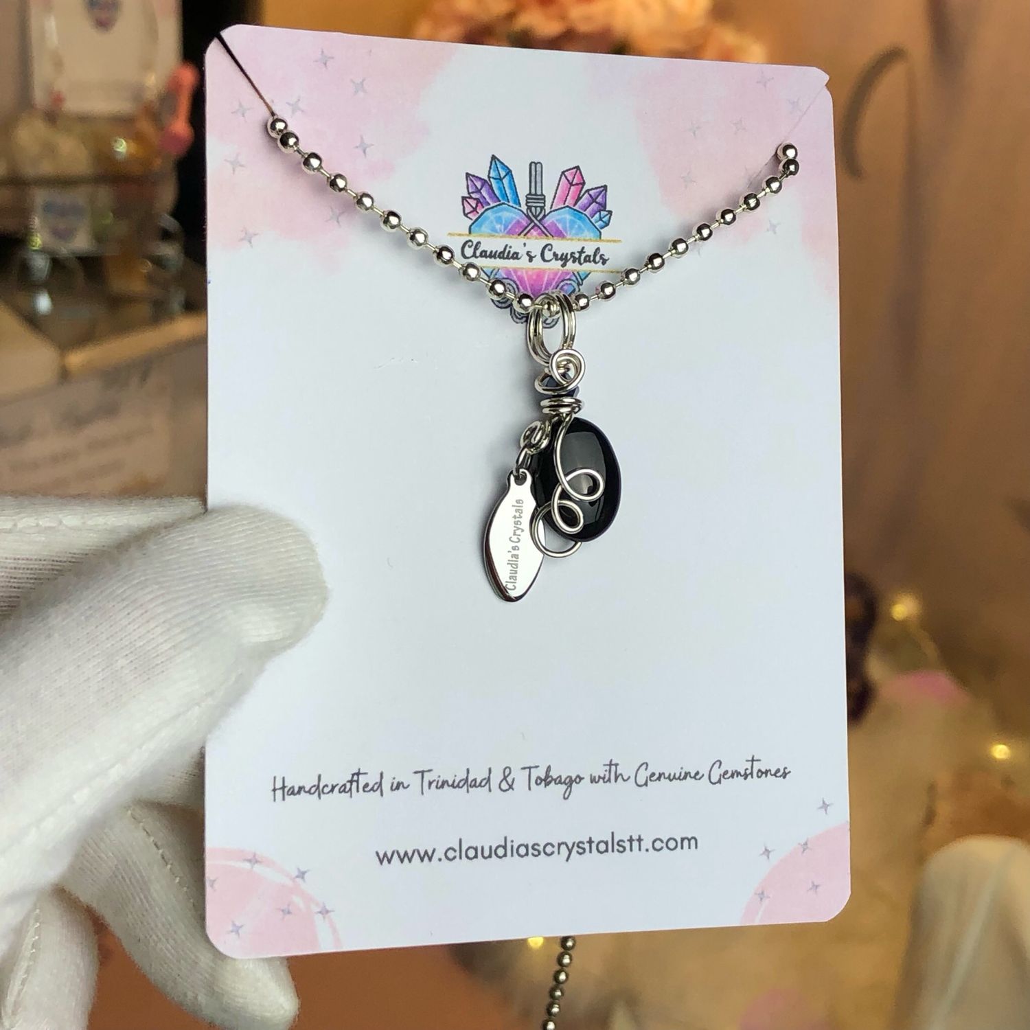 BLACK ONYX - Sterling Silver - Gemstone Crystal Therapy Pendant