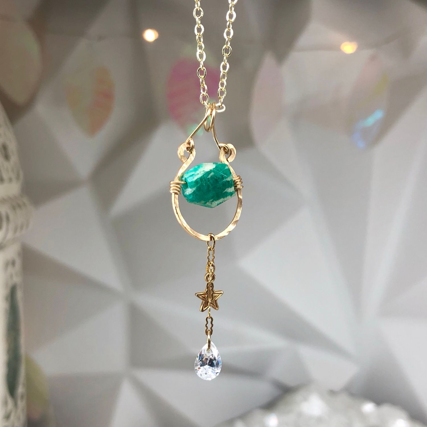 AMAZONITE (Russian) - 14k Gold Filled - Gemstone Crystal Therapy Pendant AMAZONITE (Russian) - 14k Gold Filled - Gemstone Crystal Therapy Pendant