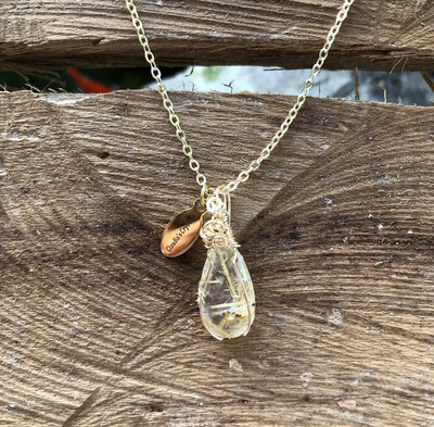 GOLDEN RUTILATED QUARTZ - 14k Gold Filled - Gemstone Crystal Therapy Pendant