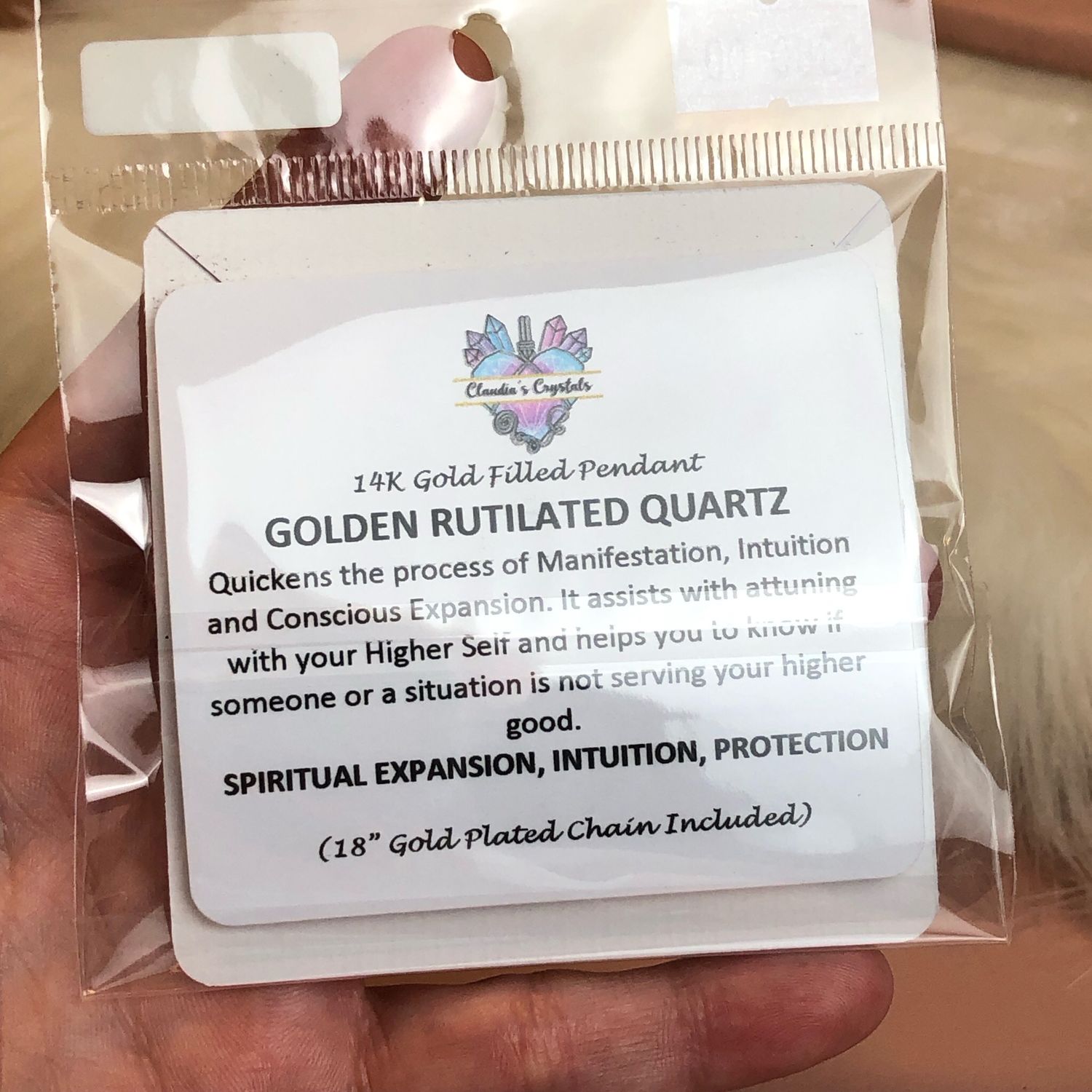 GOLDEN RUTILATED QUARTZ - 14k Gold Filled - Gemstone Crystal Therapy Pendant