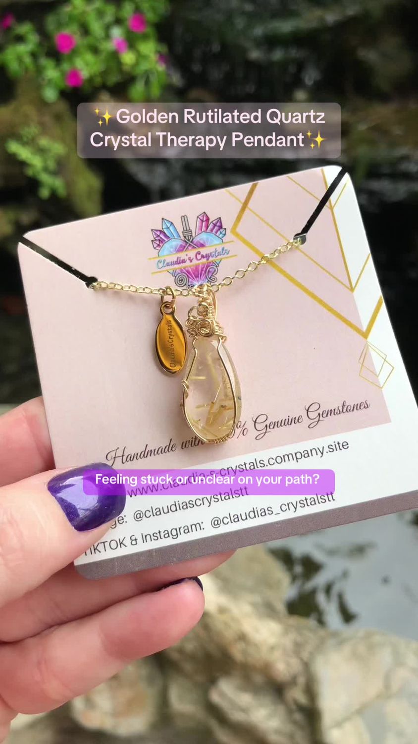 GOLDEN RUTILATED QUARTZ - 14k Gold Filled - Gemstone Crystal Therapy Pendant