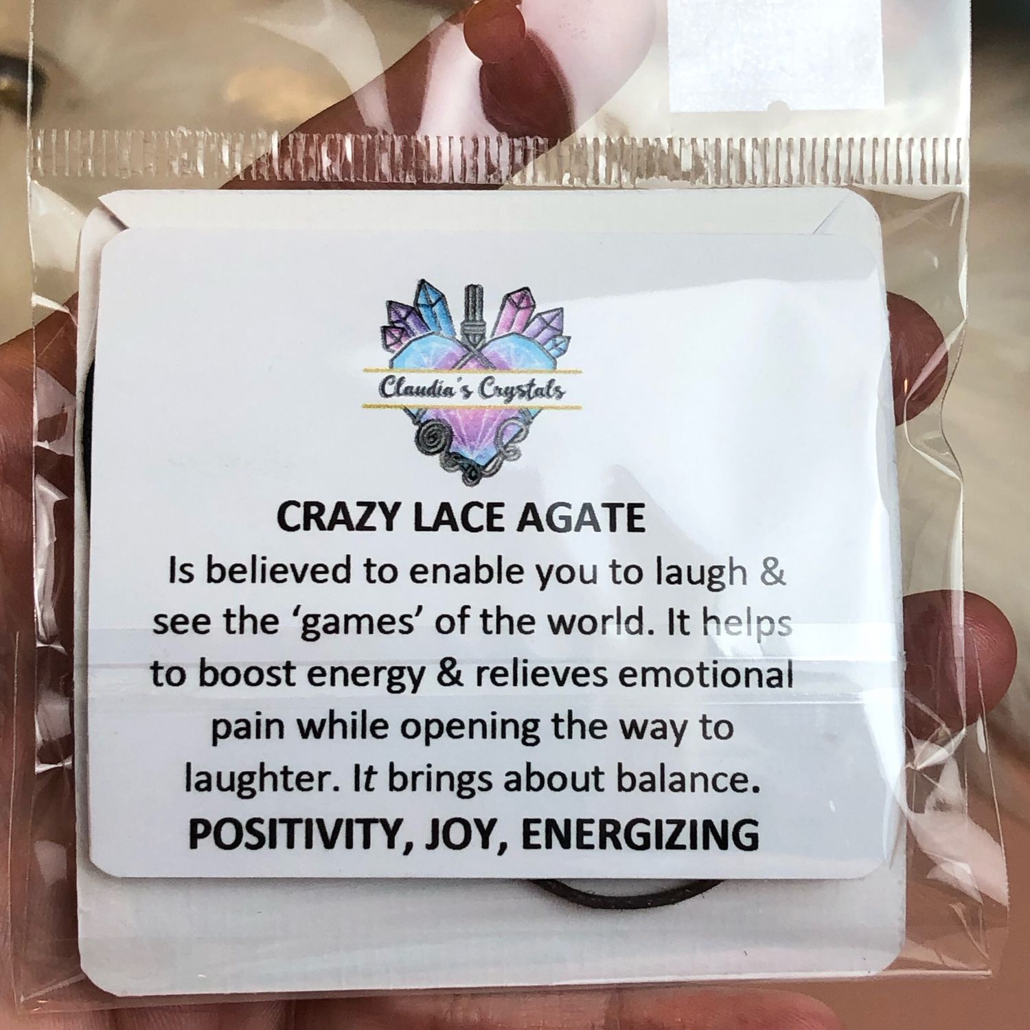 NATURAL CRAZY LACE AGATE - Gold Plated - Gemstone Crystal Therapy Pendant