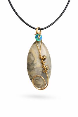 NATURAL CRAZY LACE AGATE - Gold Plated - Gemstone Crystal Therapy Pendant