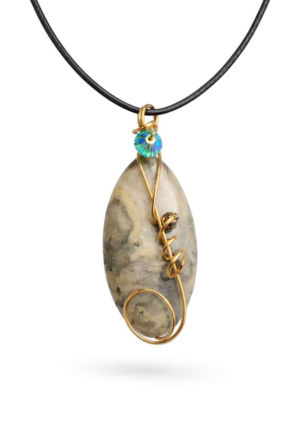 NATURAL CRAZY LACE AGATE - Gold Plated - Gemstone Crystal Therapy Pendant