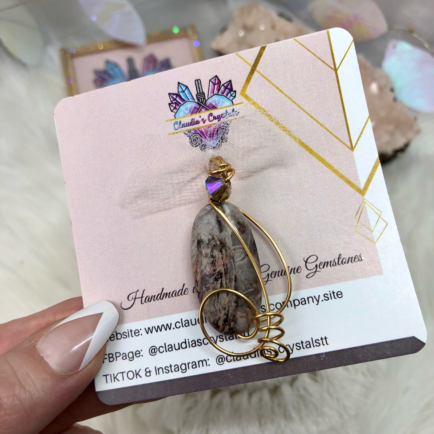 NEEDLE JASPER - Gold Plated Pendant