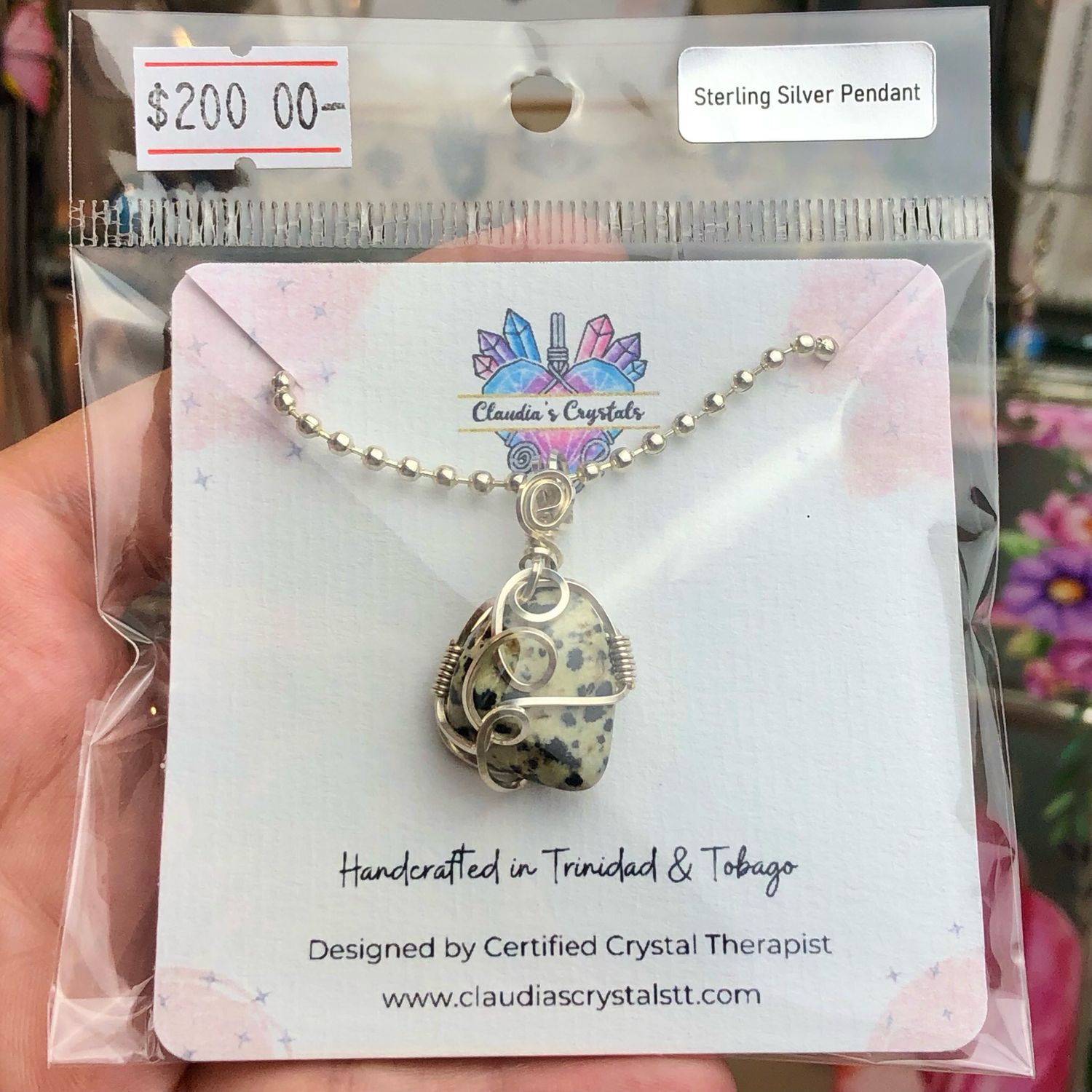 DALMATIAN JASPER - Sterling Silver - Gemstone Crystal Therapy Pendant