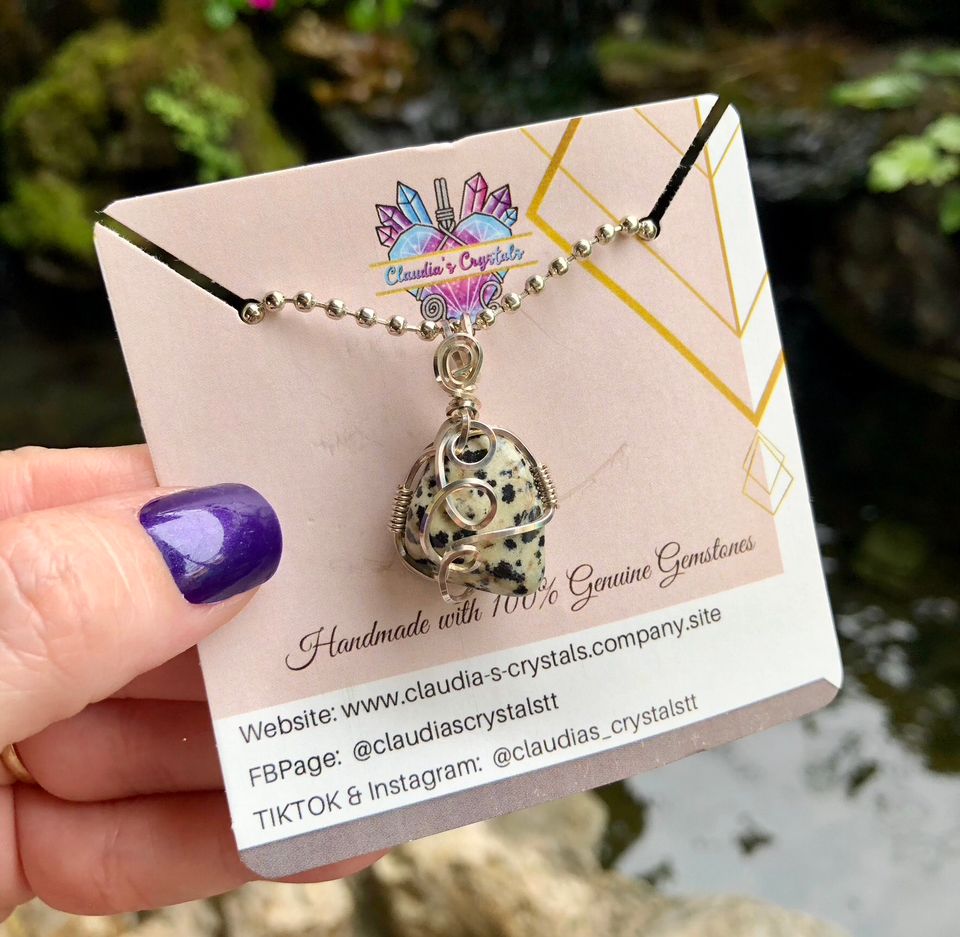 DALMATIAN JASPER - Sterling Silver - Gemstone Crystal Therapy Pendant