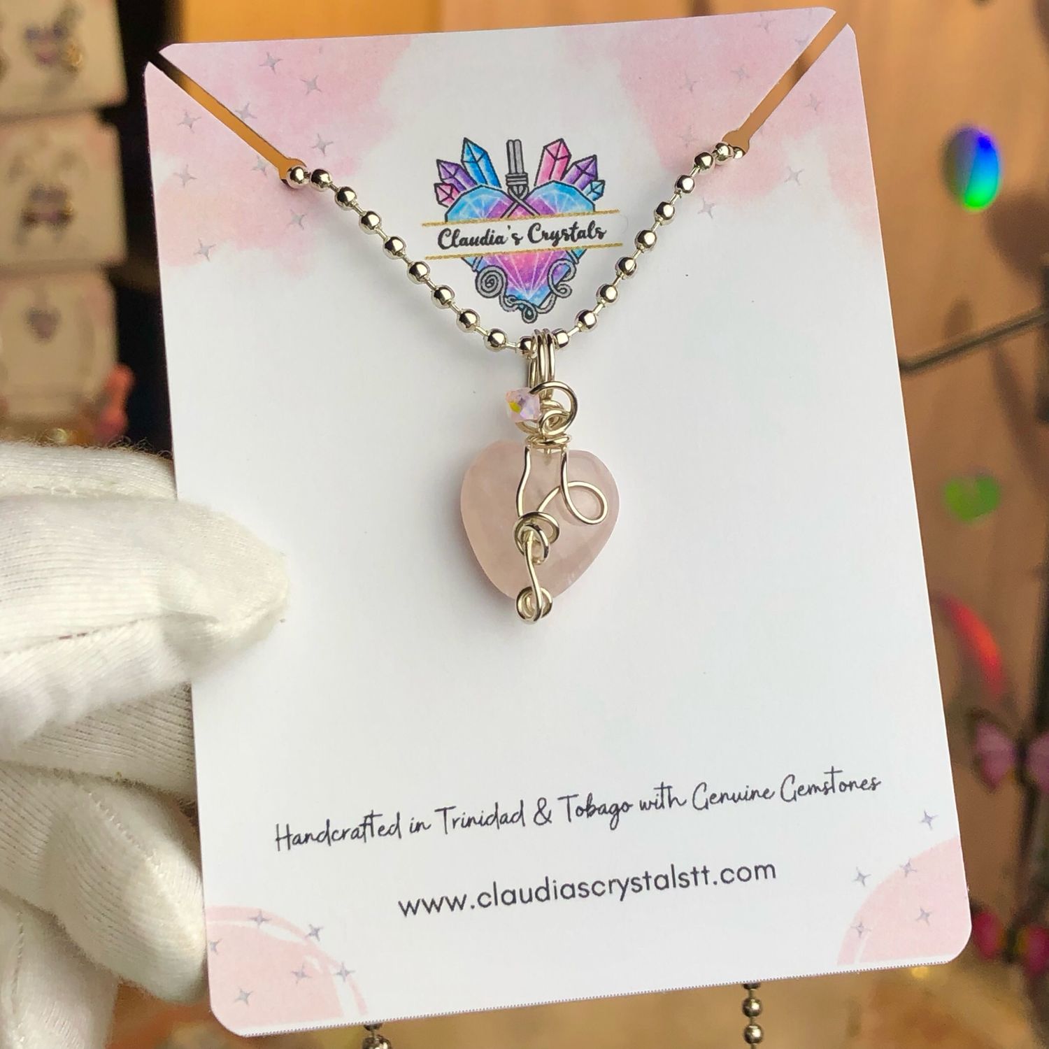 ROSE QUARTZ HEART - Crystal Therapy Pendant – Sterling Silver