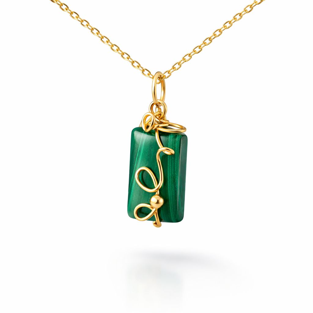 MALACHITE - 14k Gold Filled - Gemstone Crystal Therapy Pendant