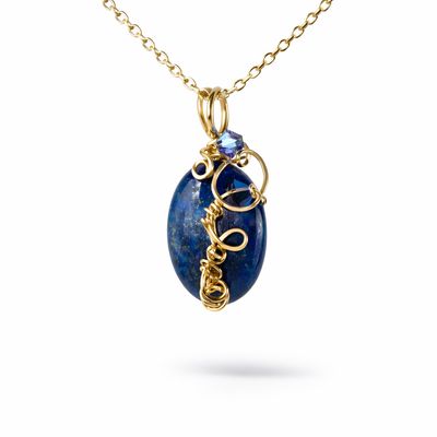 LAPIS LAZULI - Crystal Therapy Pendant - 14k Gold Filled